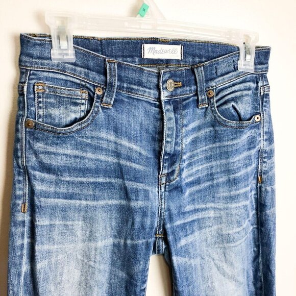 Madewell High Riser Skinny Jeans Medium Wash Womens 25 Whiskering - Picture 7 of 16